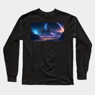 Dramatic Mountain Lights Landscape Long Sleeve T-Shirt